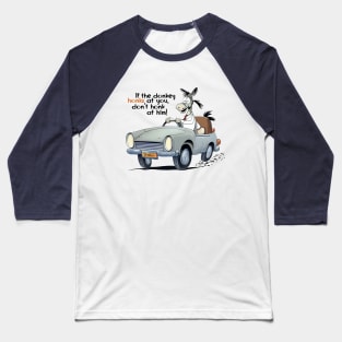 Cartoon donkey at car. Baseball T-Shirt